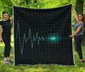 Teal Heartbeat Print Quilt