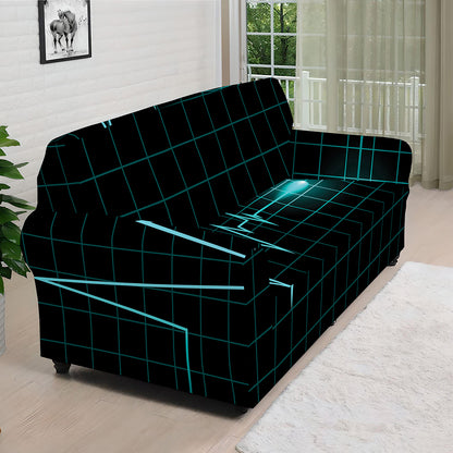 Teal Heartbeat Print Sofa Cover