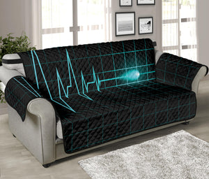 Teal Heartbeat Print Sofa Protector