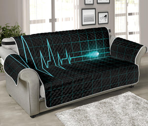 Teal Heartbeat Print Sofa Protector