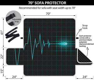 Teal Heartbeat Print Sofa Protector