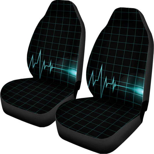 Teal Heartbeat Print Universal Fit Car Seat Covers