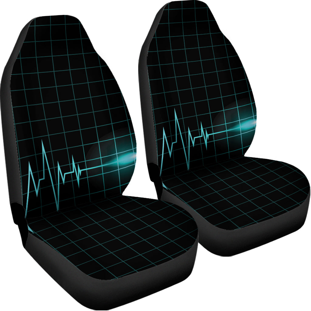 Teal Heartbeat Print Universal Fit Car Seat Covers