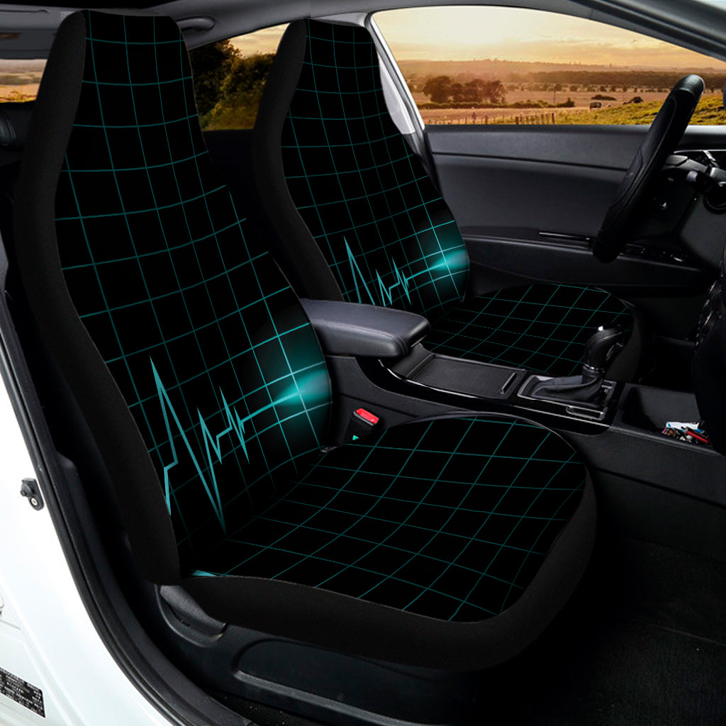 Teal Heartbeat Print Universal Fit Car Seat Covers