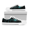 Teal Heartbeat Print White Low Top Sneakers