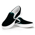 Teal Heartbeat Print White Slip On Sneakers