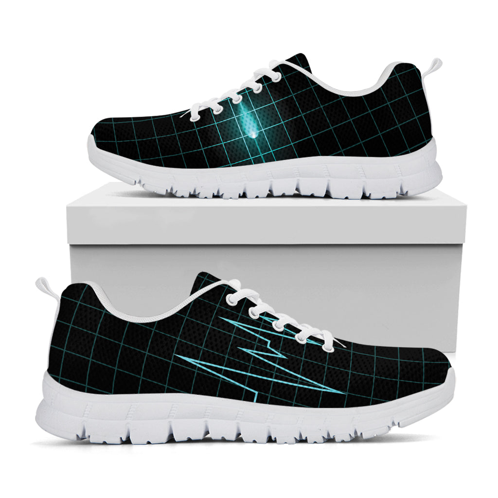 Teal Heartbeat Print White Sneakers