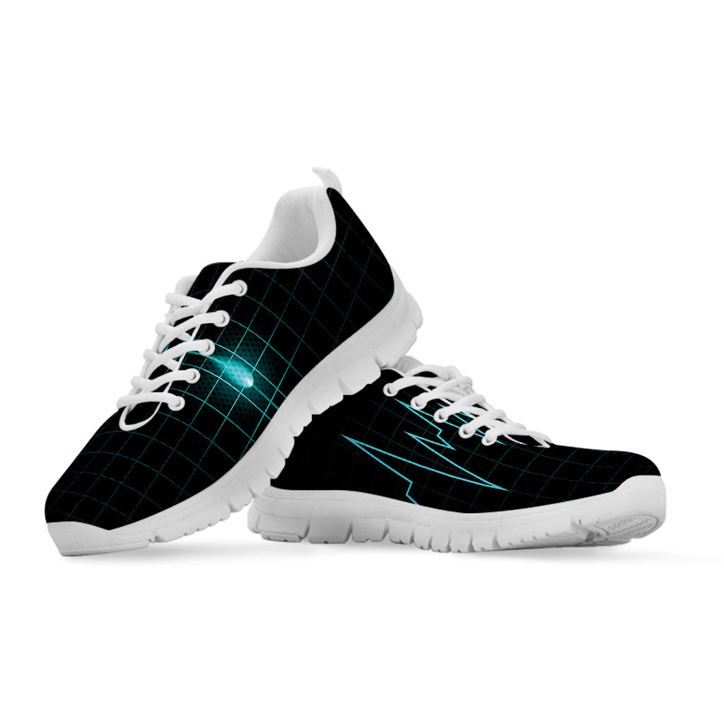 Teal Heartbeat Print White Sneakers