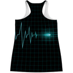 Teal Heartbeat Print Women's Racerback Tank Top