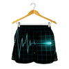 Teal Heartbeat Print Women's Shorts
