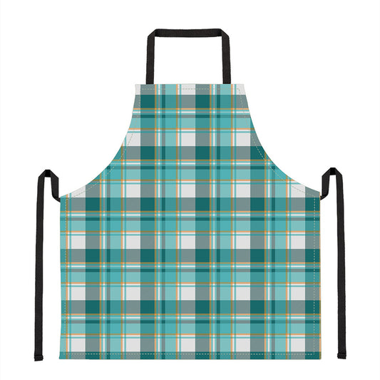 Teal Madras Pattern Print Apron