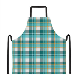 Teal Madras Pattern Print Apron