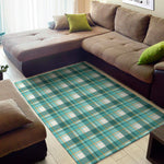 Teal Madras Pattern Print Area Rug