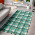 Teal Madras Pattern Print Area Rug
