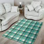 Teal Madras Pattern Print Area Rug