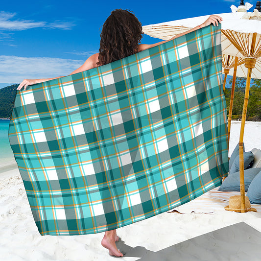 Teal Madras Pattern Print Beach Sarong Wrap