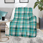 Teal Madras Pattern Print Blanket