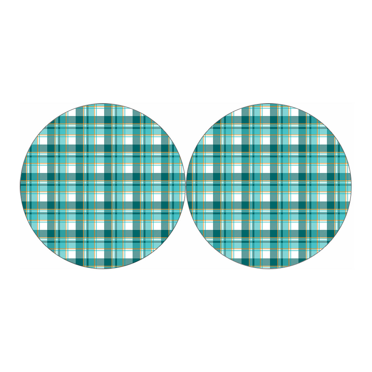 Teal Madras Pattern Print Car Coasters