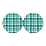 Teal Madras Pattern Print Car Coasters