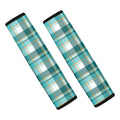 Teal Madras Pattern Print Car Seat Belt Covers