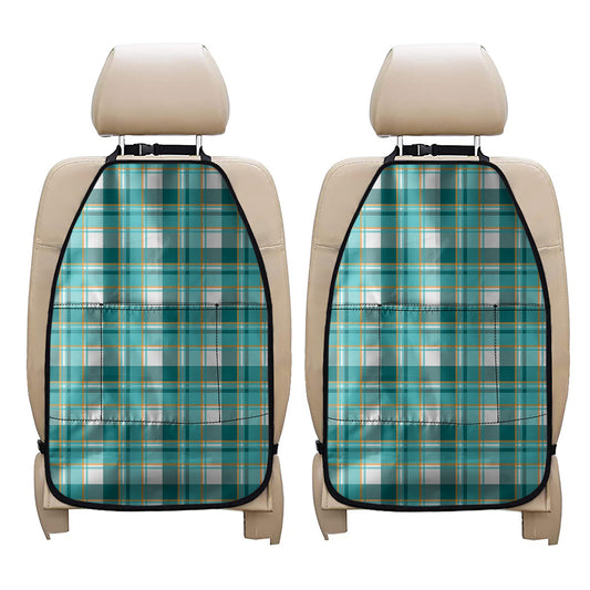 Teal Madras Pattern Print Car Seat Organizers
