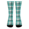 Teal Madras Pattern Print Crew Socks