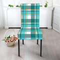 Teal Madras Pattern Print Dining Chair Slipcover