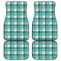 Teal Madras Pattern Print Front and Back Car Floor Mats