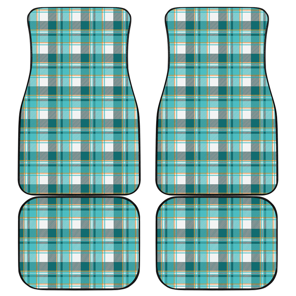 Teal Madras Pattern Print Front and Back Car Floor Mats