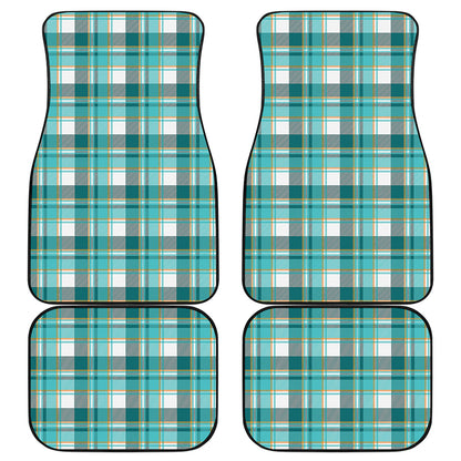 Teal Madras Pattern Print Front and Back Car Floor Mats