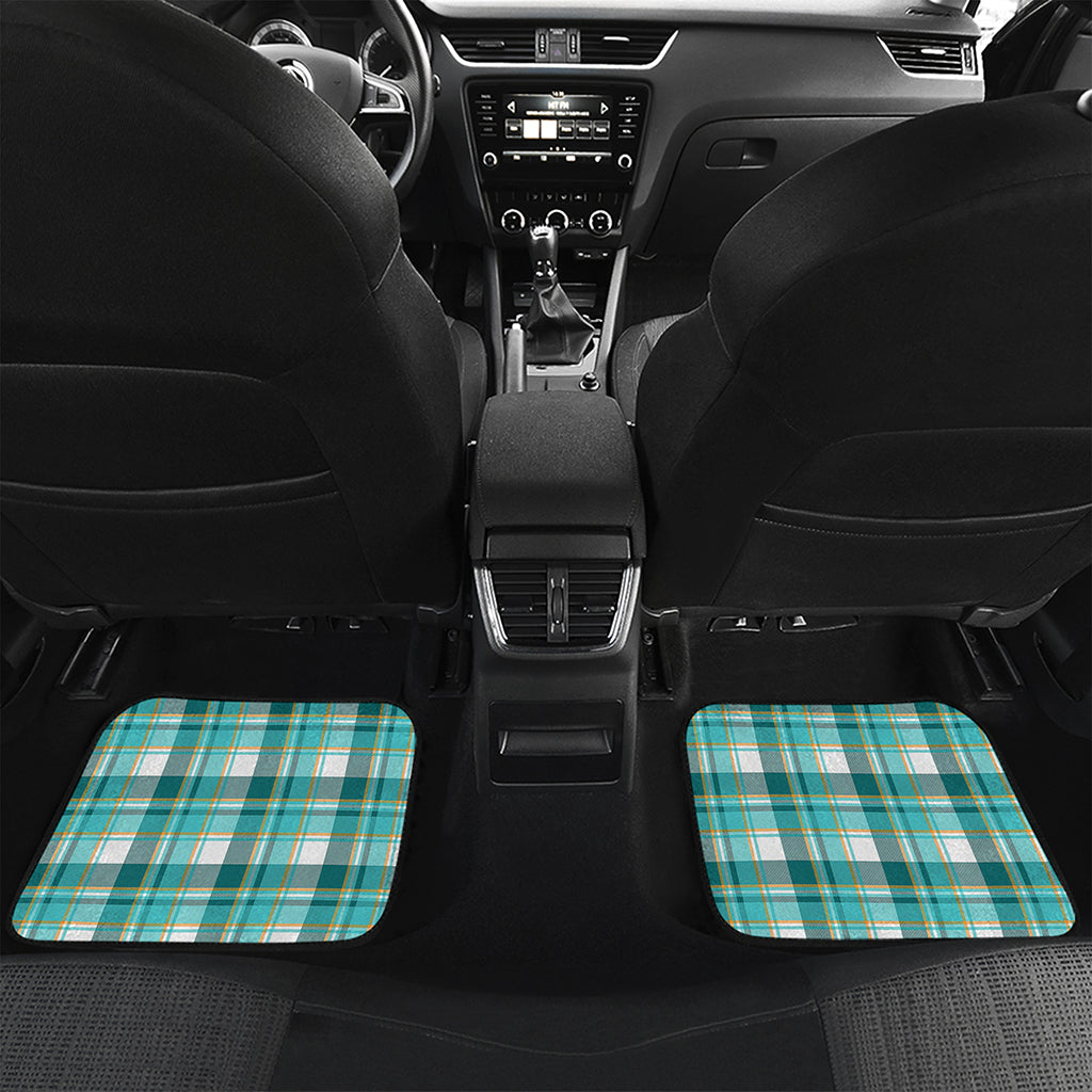 Teal Madras Pattern Print Front and Back Car Floor Mats