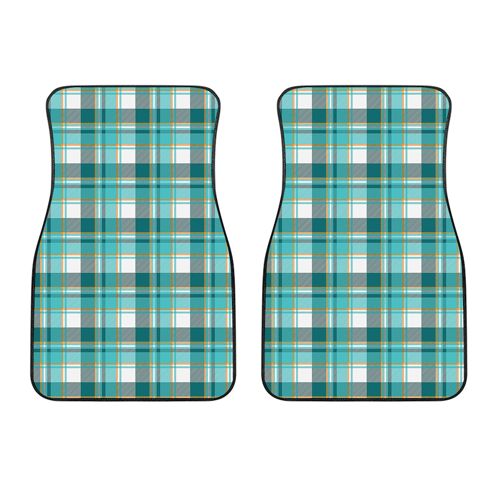 Teal Madras Pattern Print Front Car Floor Mats