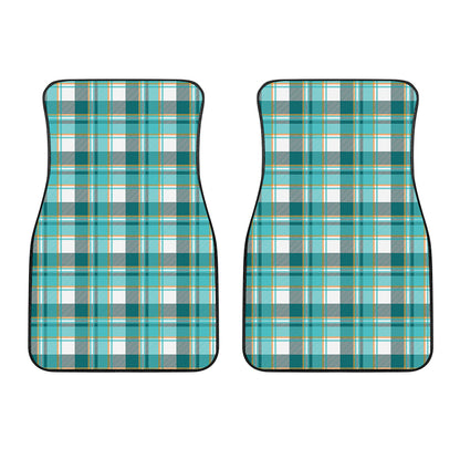 Teal Madras Pattern Print Front Car Floor Mats