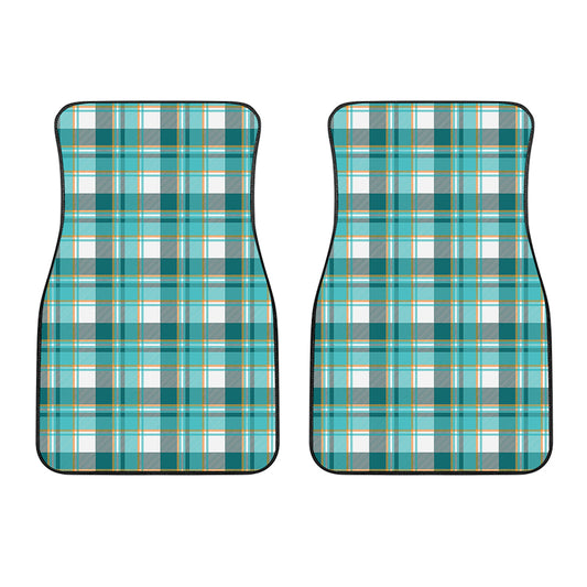 Teal Madras Pattern Print Front Car Floor Mats