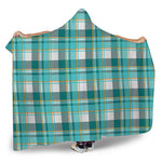 Teal Madras Pattern Print Hooded Blanket