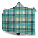 Teal Madras Pattern Print Hooded Blanket