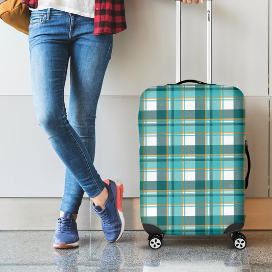 Teal Madras Pattern Print Luggage Cover