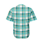 Teal Madras Pattern Print Men's Baseball Jersey