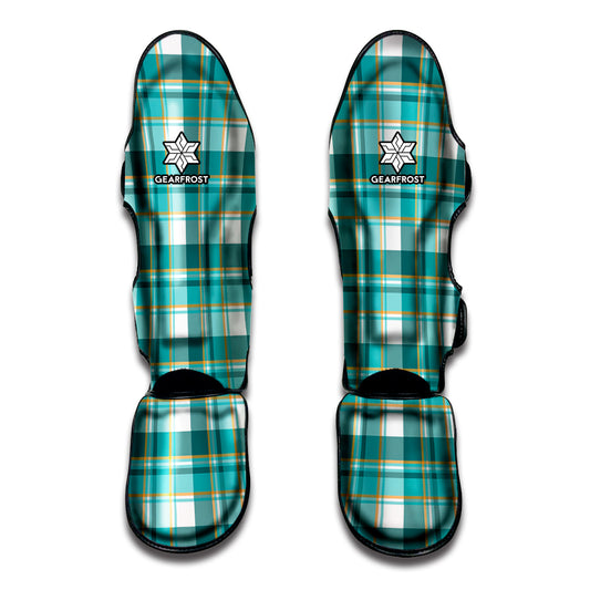 Teal Madras Pattern Print Muay Thai Shin Guard