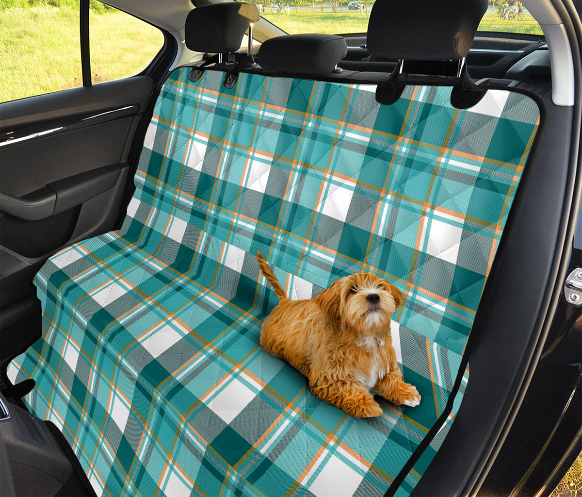 Teal Madras Pattern Print Pet Car Back Seat Cover