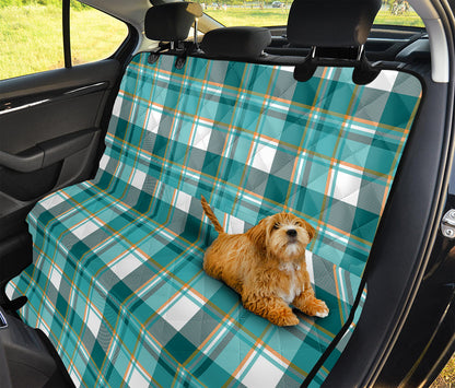 Teal Madras Pattern Print Pet Car Back Seat Cover