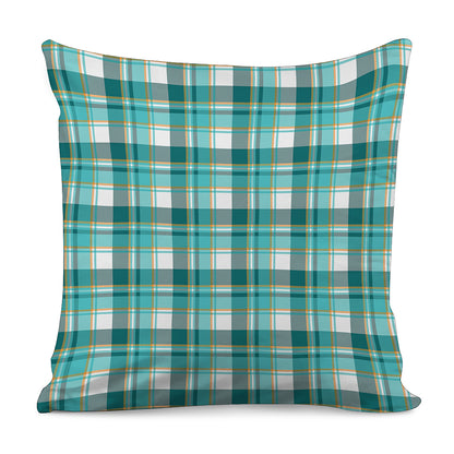Teal Madras Pattern Print Pillow Cover