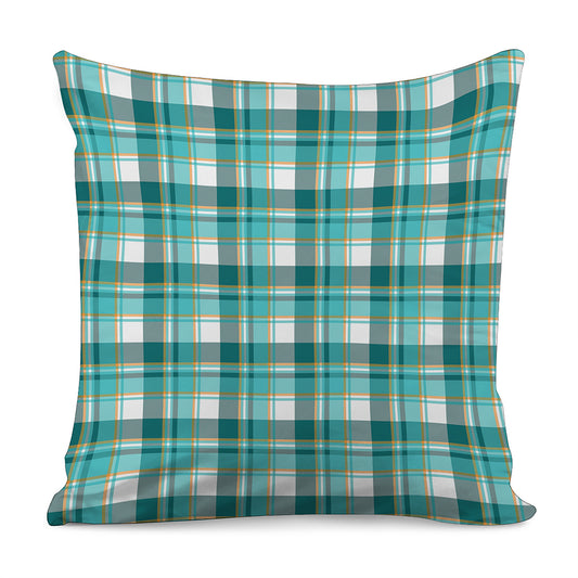 Teal Madras Pattern Print Pillow Cover