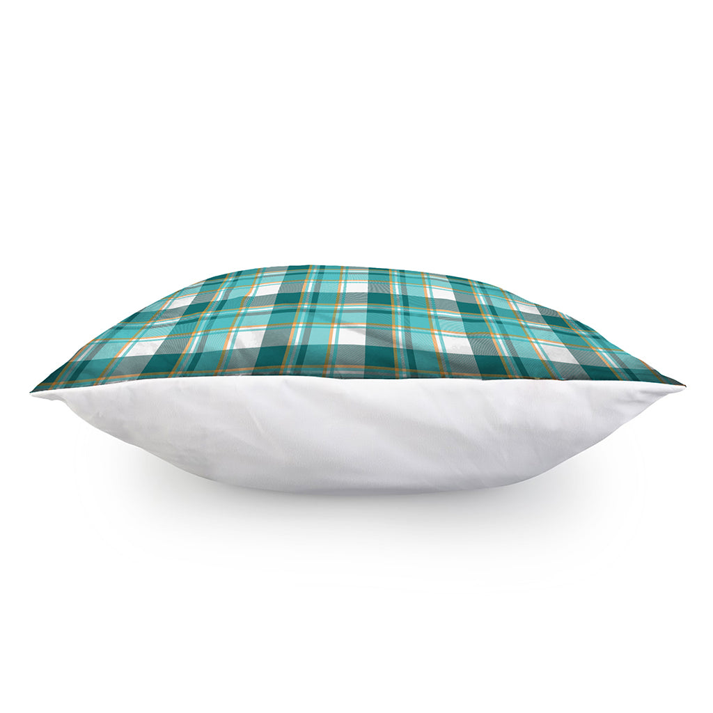 Teal Madras Pattern Print Pillow Cover