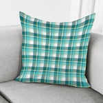 Teal Madras Pattern Print Pillow Cover