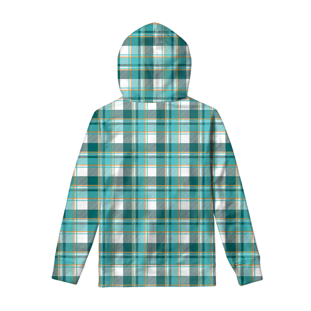 Teal Madras Pattern Print Pullover Hoodie