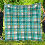 Teal Madras Pattern Print Quilt