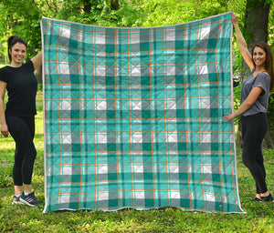 Teal Madras Pattern Print Quilt