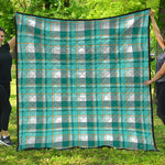 Teal Madras Pattern Print Quilt