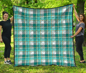 Teal Madras Pattern Print Quilt